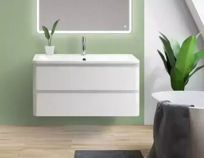 Тумба с раковиной BELBANGO с Albano 90 bianco lucido (ALBANO-900-2C-SO-BL, BB900/455-LV-MR-ALR)