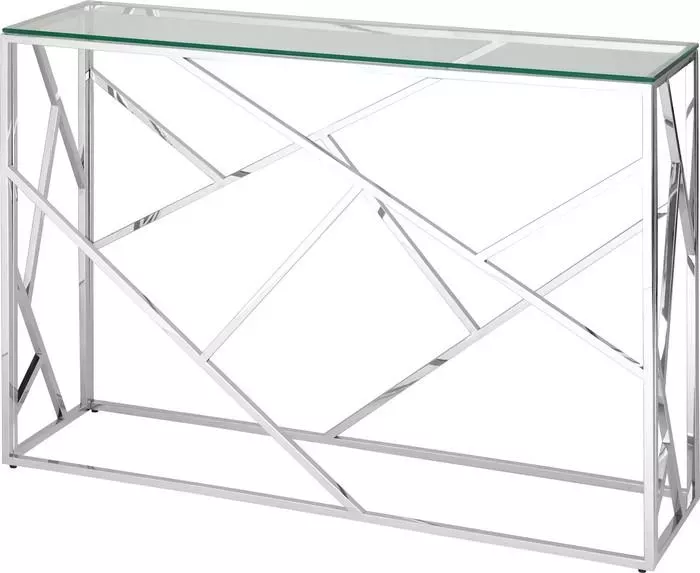 Консоль Stool Group Арт деко прозрачное стекло/сталь серебро ECST-015 (115x30)