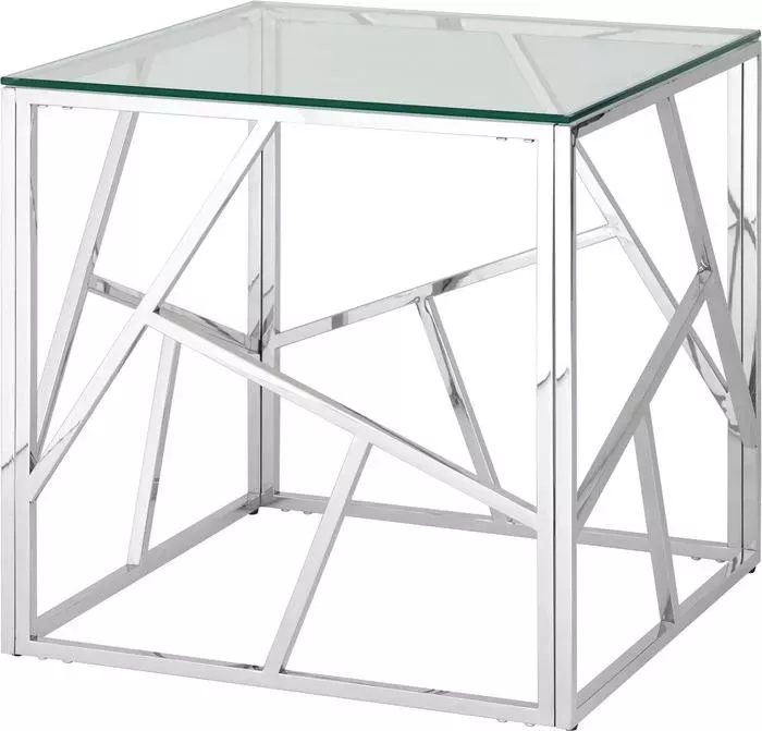 Стол журнальный Stool Group Арт деко прозрачное стекло/сталь серебро EET-015