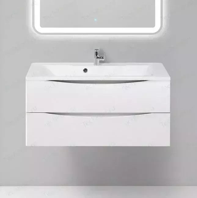Тумба с раковиной BELBANGO с Marino 100 bianco lucido (MARINO-1000-2C-SO-BL-P, BB1000/445-LV-MR-PR)