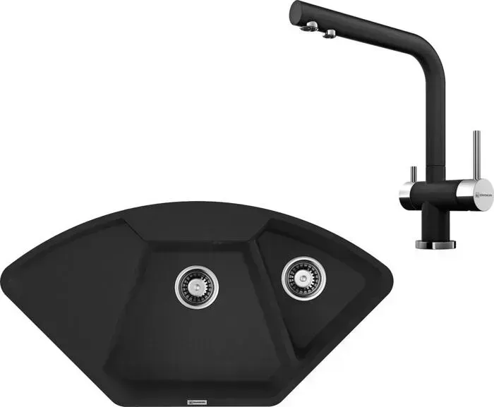 Мойка кухонная и смеситель OMOIKIRI и смеситель Yonaka 98-C-BL черный (4993716, 4994106)