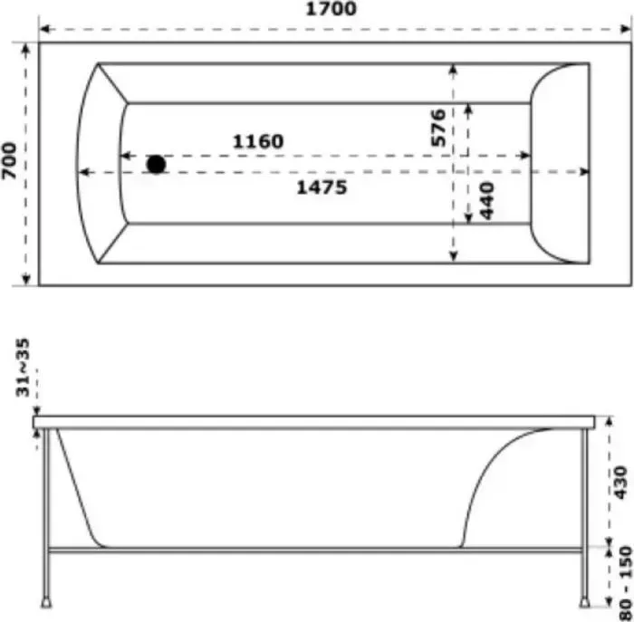 Акриловая ванна JACOB DELAFON Ove 170x70 прямоугольная (E6D302RU-00)