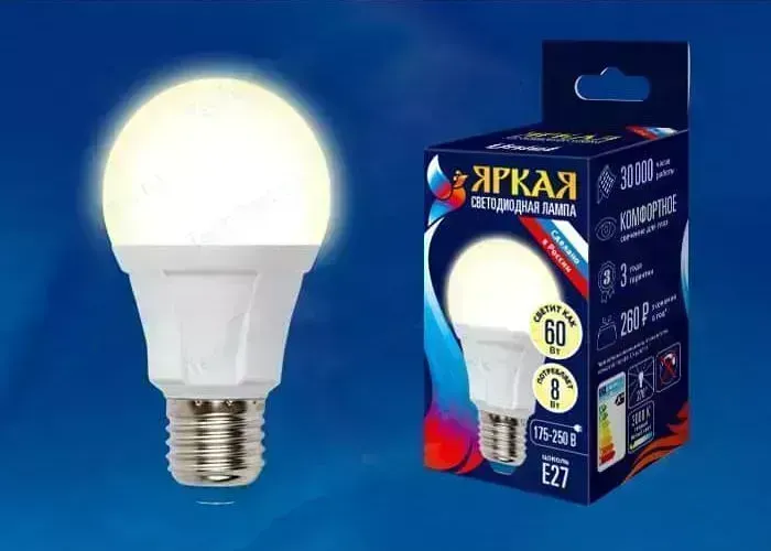 Светодиодная лампа UNIEL LED-A60 8W/WW/E27/FR PLP01WH