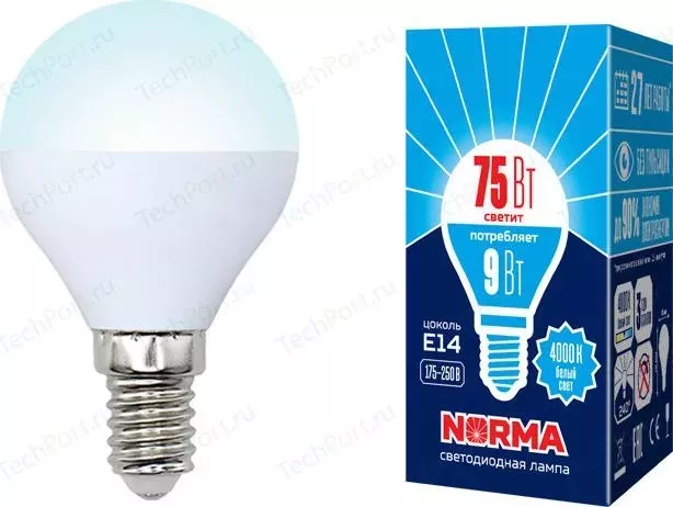 Светодиодная лампа VOLPE LED-G45-9W/NW/E14/FR/NR