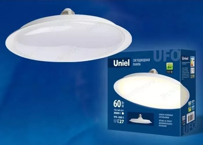 Светодиодная лампа светильник UNIEL LED-U270-60W/3000K/E27/FR PLU01WH