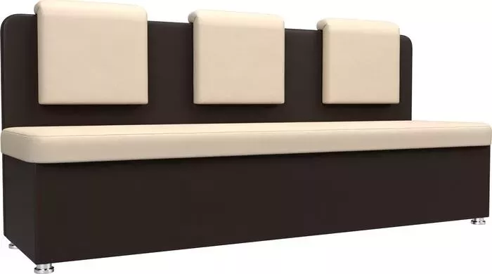 Кухонный прямой диван АртМебель Маккон 3-х местный экокожа бежевый/коричневый