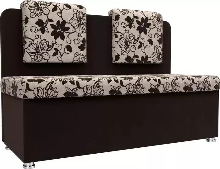 Кухонный прямой диван АртМебель Маккон 2-х местный рогожка на флоке вельвет коричневый