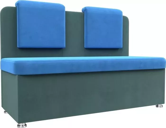 Кухонный прямой диван АртМебель Маккон 2-х местный велюр синий/бирюза