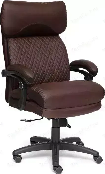 Кресло офисное TetChair CHIEF кож/зам/ткань коричневый/коричневый стеганый, 36-36/36-36 стеганый/24