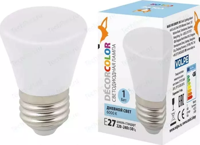 Декоративная светодиодная лампа VOLPE LED-D45-1W/6000K/E27/FR/C BELL