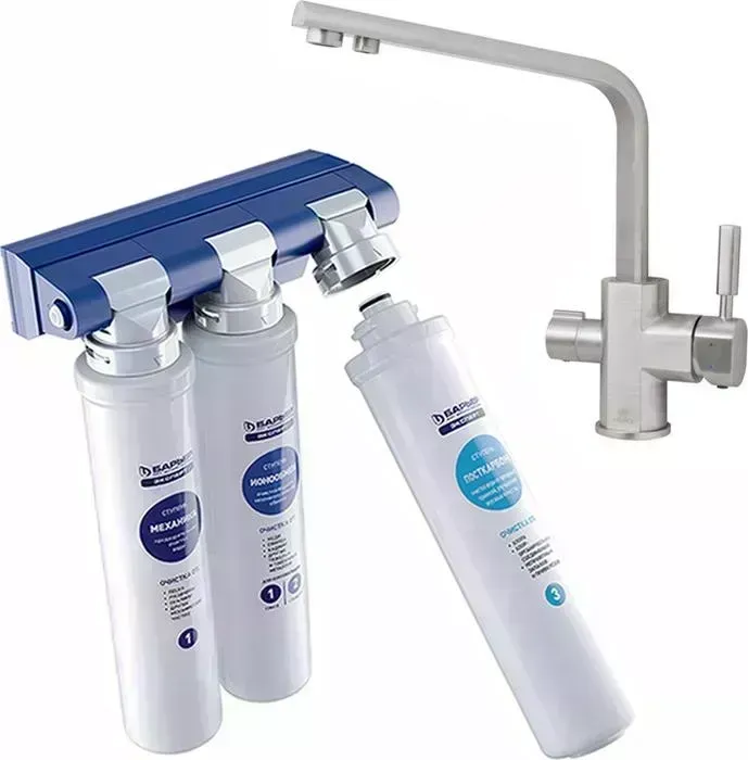 Смеситель для кухни KAISER Decor BWT Silver c фильтром Барьер Эксперт, серебро (40144-5-BWT)