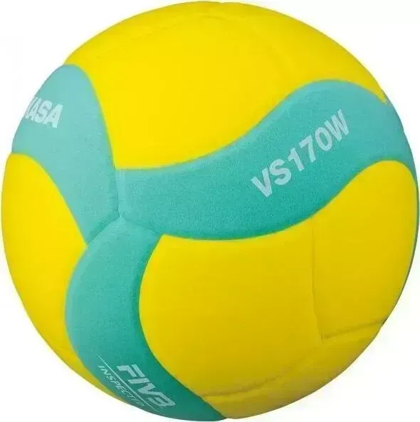 Мяч волейбольный MIKASA VS170W-Y-G, р.5, вес 160-180 г, FIVB Insp, синт.пена ТПЕ, клеен,18 пан,бут.кам,жел