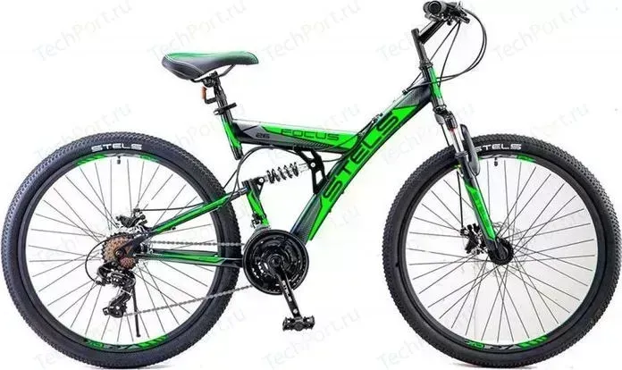 Велосипед STELS Focus MD 26" 21-sp V010 18" Черный/зеленый