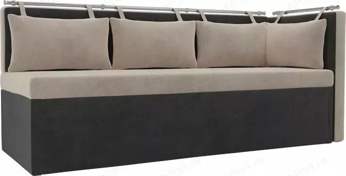 Кухонный угловой диван АртМебель Метро велюр бежевый/серый правый угол