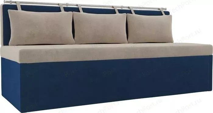Кухонный прямой диван АртМебель Метро велюр бежевый/синий