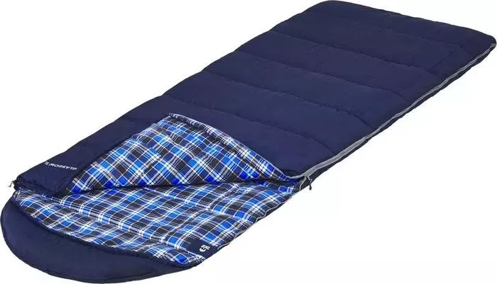 Спальный мешок Jungle Camp Glasgow XL, широкий, с фланелью, левая молния, цвет синий