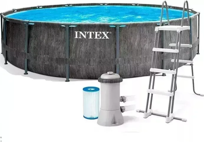 Бассейн каркасный INTEX 26742 Greywood Prism Frame 457х122 см 16805л, фил.-насос 3785л\ч, лестница, тент, подст.,