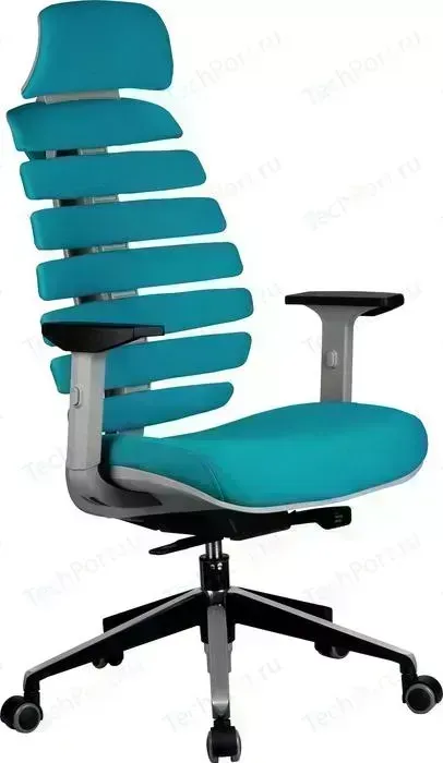 Кресло офисное Riva Chair RCH Shark серый пластик, ткань лазурная (26-30)