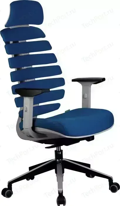 Кресло офисное Riva Chair RCH Shark серый пластик, ткань синяя (26-21)