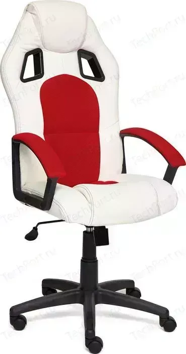 Кресло офисное TetChair DRIVER кож/зам/ткань, белый/красный 36-01/08
