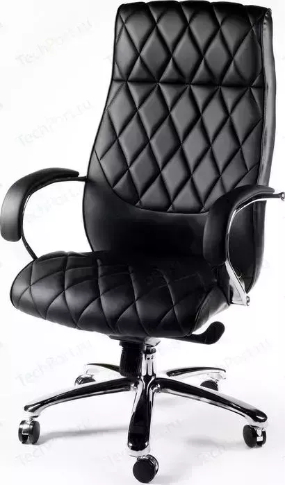 Кресло офисное NORDEN Бонд black сталь + хром/черная экокожа