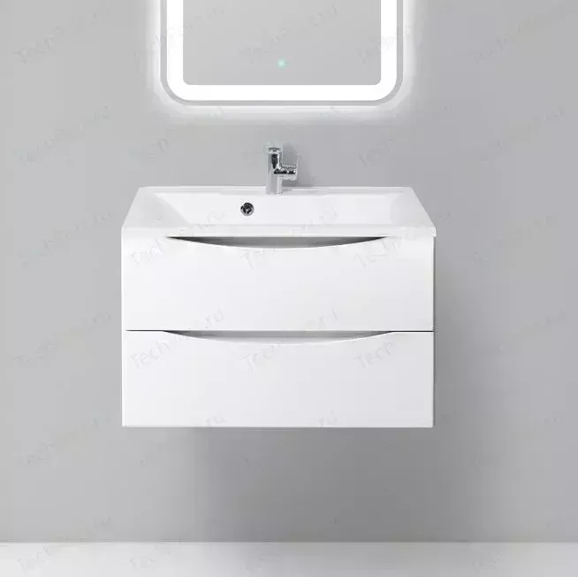 Тумба с раковиной BELBANGO с Marino 75 bianco lucido (MARINO-750-2C-SO-BL-P, BB750/450-LV-MR-PR)