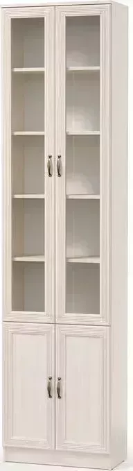 Шкаф комбинированный Олимп В-18 вудлайн кремовый/ Masa Decor аруша венге/профиль: Masa Decor аруша венге/стекло