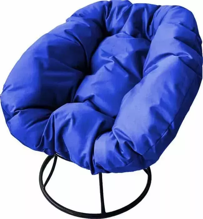 Кресло Планета про Пончик без ротанга черное, синяя подушка