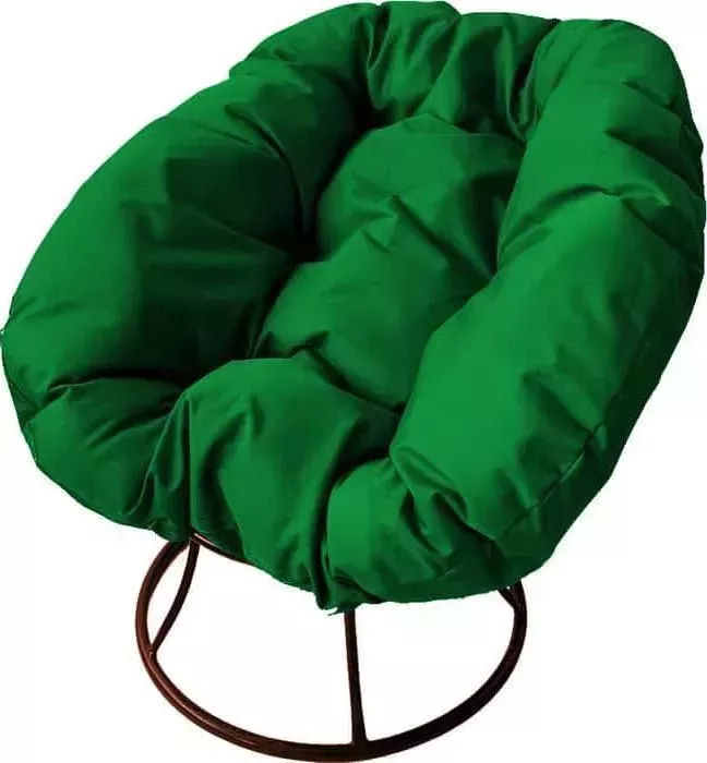 Кресло Планета про Пончик без ротанга коричневое, зелёная подушка