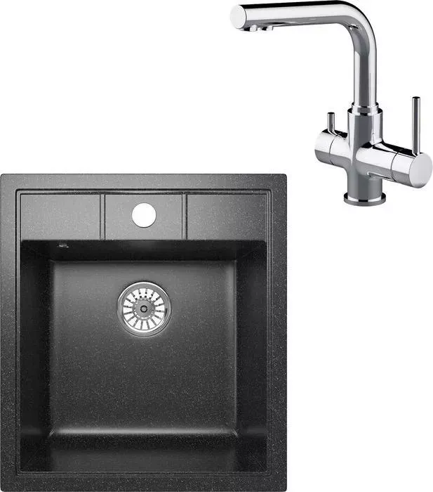 Мойка кухонная и смеситель Mixline и смеситель ML-GM28 черная 308 (4620031446774, LM3061C)