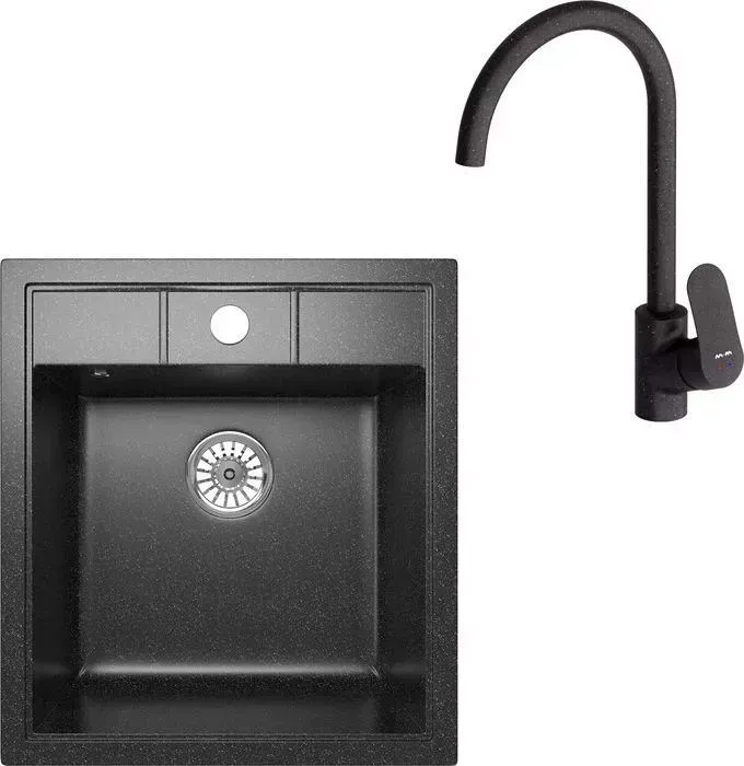 Мойка кухонная и смеситель Mixline и смеситель ML-GM28 черная 308 (4620031446774, F8007122)