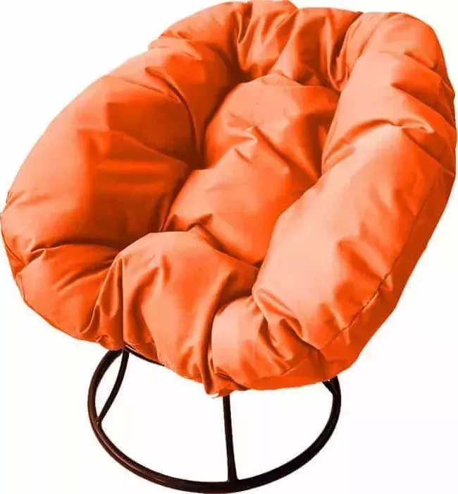 Кресло Планета про Пончик без ротанга коричневое, оранжевая подушка