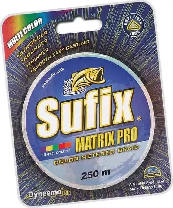 Леска плетеная SUFIX Matrix Pro разноцвет. 250 м 0.20 мм 18 кг