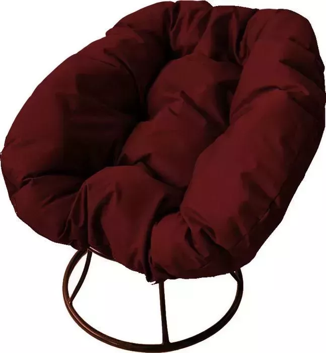 Кресло Планета про Пончик без ротанга коричневое, бордовая подушка