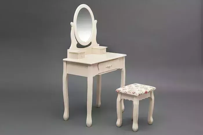 Столик туалетный TetChair с зеркалом и табуретом Secret De Maison Coiffeuse (mod. HX15-075) дерево павловния мдф butter white (слоновая кость)