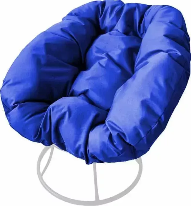 Кресло Планета про Пончик без ротанга белое, синяя подушка