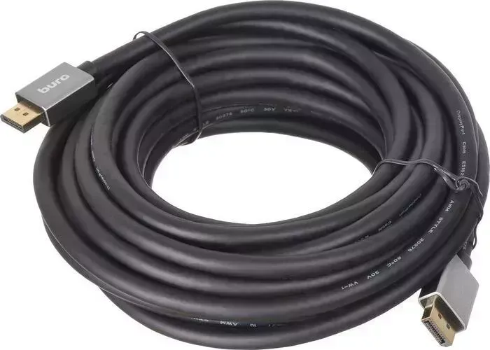 Кабель аудио BURO -видео DisplayPort (m)/DisplayPort (m) 10м. Позолоченные контакты черный (BHP-DPP-1.4-10G)