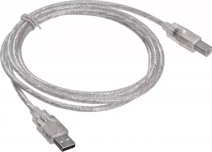 Кабель BURO для принтера USB2.0-AM/BM-Trans USB A(m) USB B(m) 1.8м прозрачный