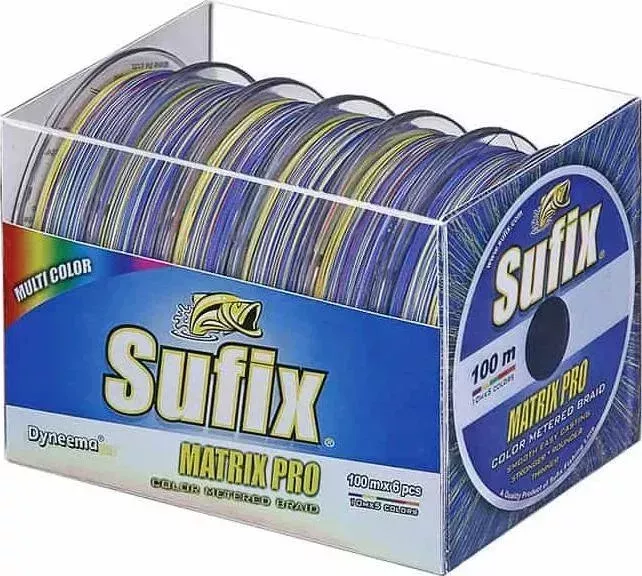 Леска плетеная SUFIX Matrix Pro x6 разноцвет. 100 м 0.15 мм 10 кг