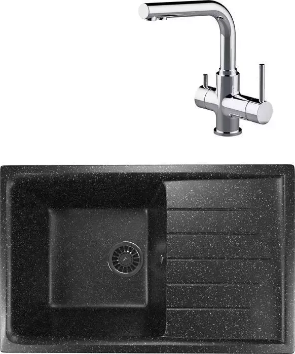 Мойка кухонная и смеситель Mixline и смеситель ML-GM19 черная 308 (4630030634751, LM3061C)