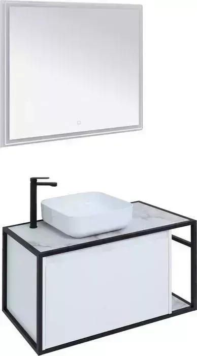 Мебель для ванной AQUANET Nova Lite Loft 90 левая, белый глянец