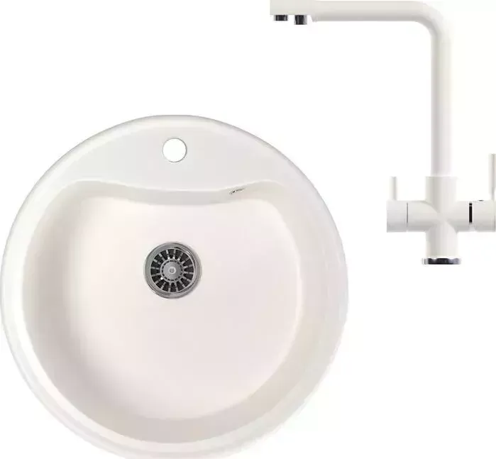 Мойка кухонная и смеситель Mixline и смеситель ML-GM09 молоко 341