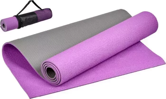 Коврик для йоги Bradex SF 0691, 183*61*0,6 см, двухслойный фиолетовый/серый с чехлом