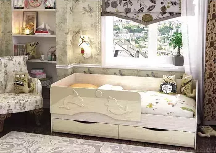 Кровать НИКА Алиса белфорд/ваниль глянец 1,6 м