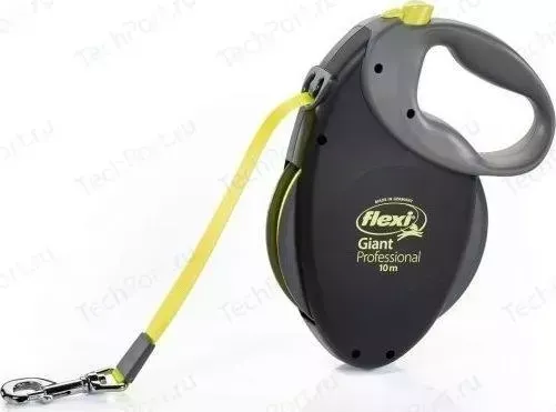 Рулетка Flexi Giant Professional L Neon лента 10м черная для собак до 50кг