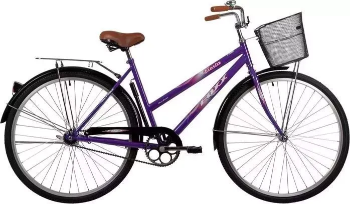 Велосипед FOXX 28" FIESTA 20" фиолетовый + передняя корзина