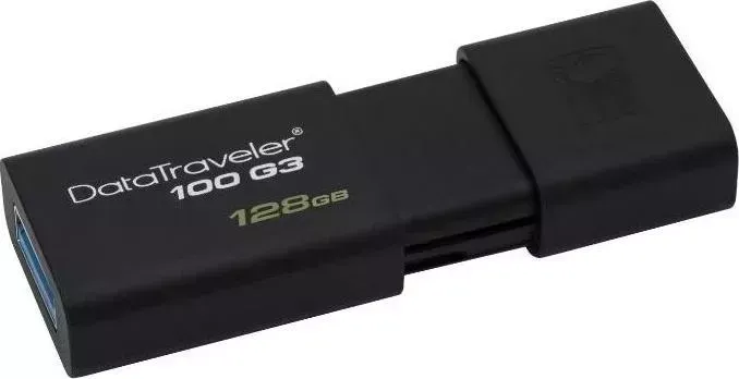 Флеш-накопитель KINGSTON Флеш Диск 128Gb DataTraveler 100 G3 DT100G3/128GB USB3.0 черный (DT100G3/128GB)