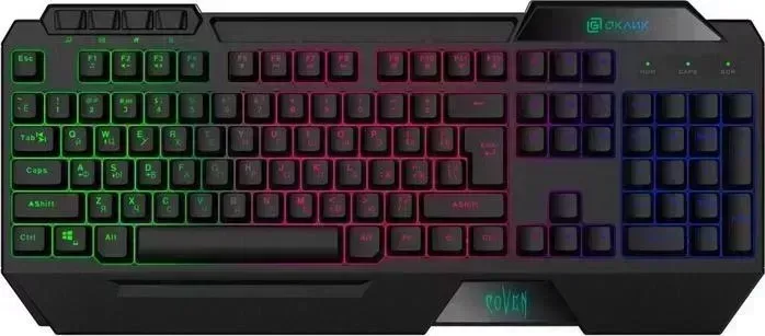 Клавиатура OKLICK 719G COVEN черный USB Multimedia for gamer (подставка для запястий) (1465485)