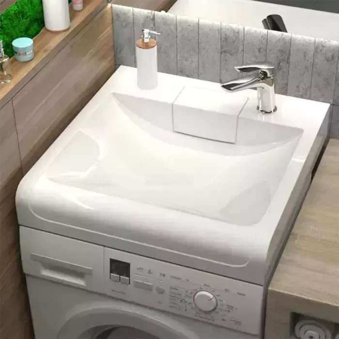 Раковина над стиральной машиной GREENSTONE Verdi 60х60 с сифоном и кронштейнами, белая