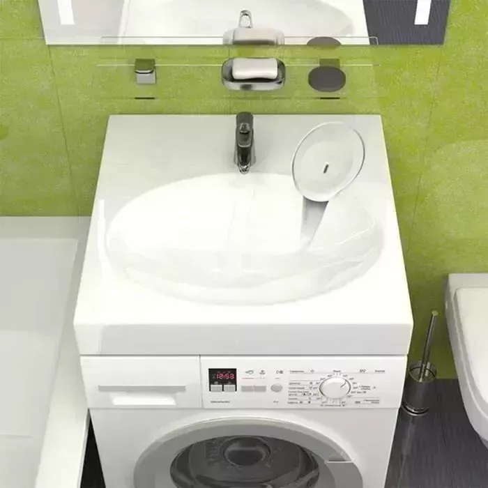 Раковина над стиральной машиной GREENSTONE Prado 60х55 с сифоном и кронштейнами, белая